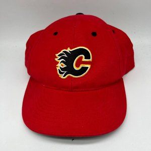 Vintage Calgary Flames NHL Anco Hat Strapback Cap Red Men‎